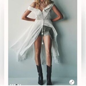 Free People Country Charm Maxi Bodysuit Sleeveless Ivory White Top Festival Sz M